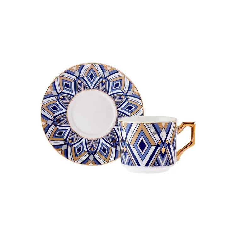 KARACA BERGAMA 6-PERSON 100 ML COFFEE CUP SET, BLUE