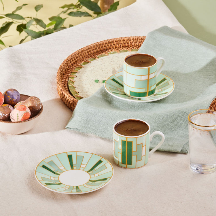 KARACA KIVA 2-PERSON 80 ML COFFEE CUP SET, GREEN