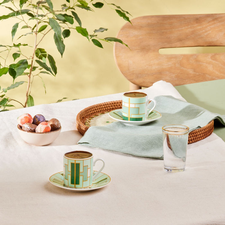 KARACA KIVA 2-PERSON 80 ML COFFEE CUP SET, GREEN