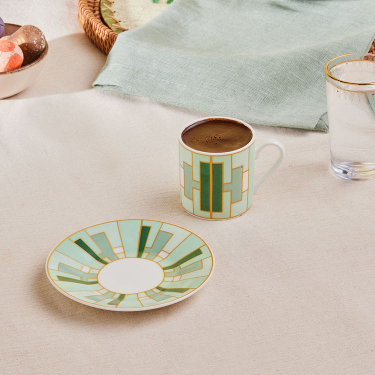 KARACA KIVA 2-PERSON 80 ML COFFEE CUP SET, GREEN