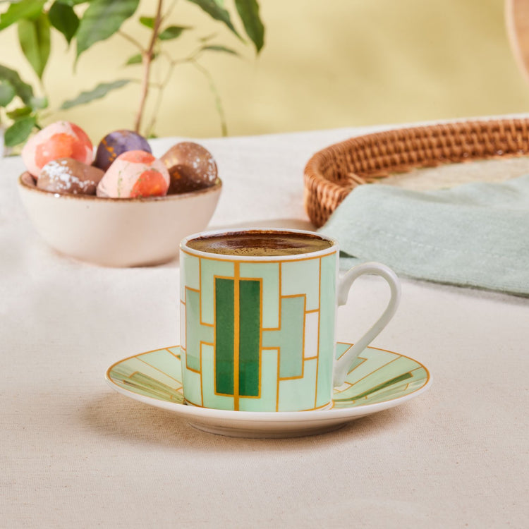 KARACA KIVA 2-PERSON 80 ML COFFEE CUP SET, GREEN