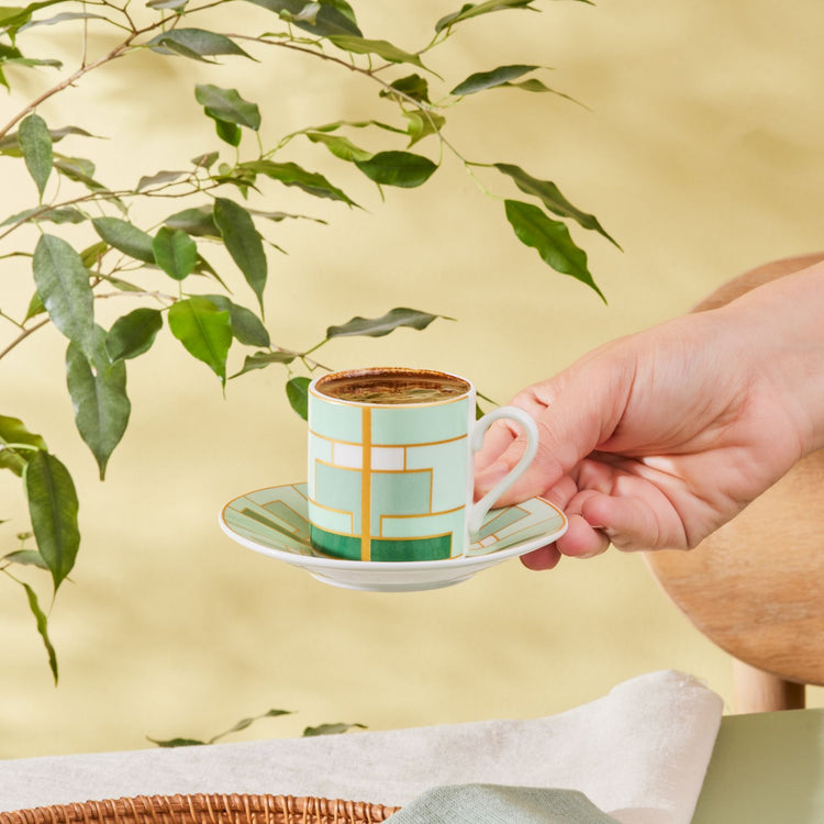 KARACA KIVA 2-PERSON 80 ML COFFEE CUP SET, GREEN