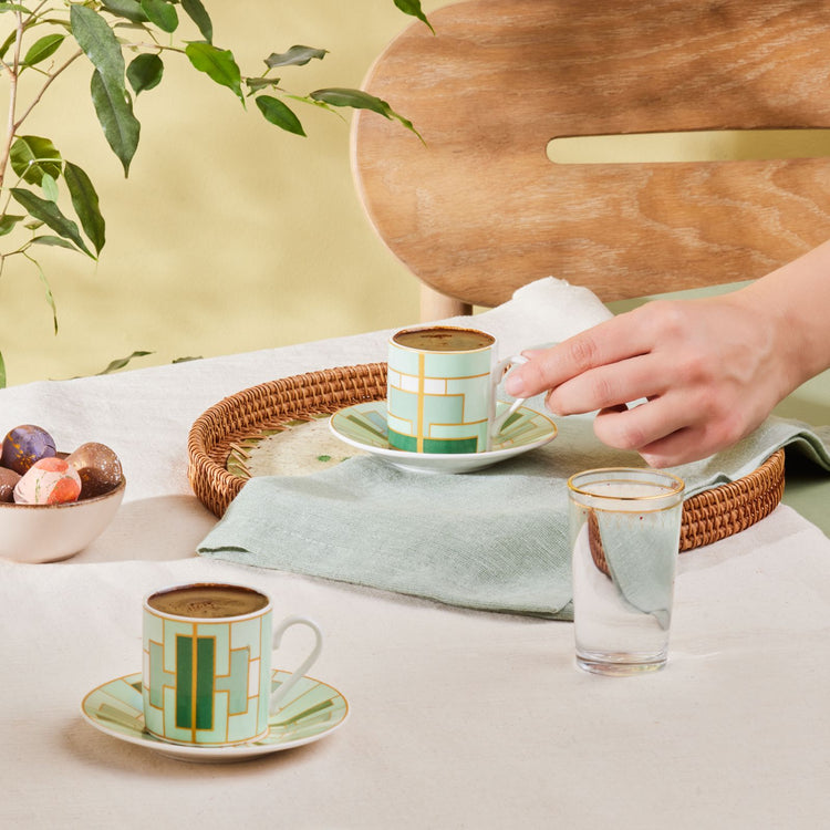 KARACA KIVA 2-PERSON 80 ML COFFEE CUP SET, GREEN