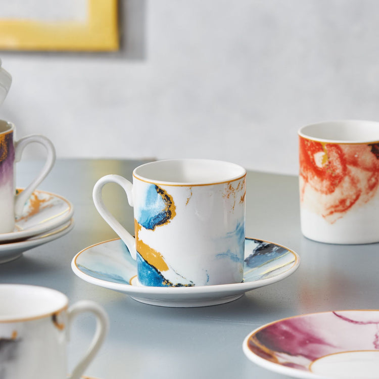 KARACA ATES 6-PERSON 80 ML COFFEE CUP SET, MULTICOLOR