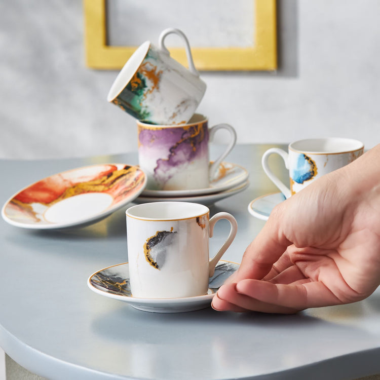 KARACA ATES 6-PERSON 80 ML COFFEE CUP SET, MULTICOLOR