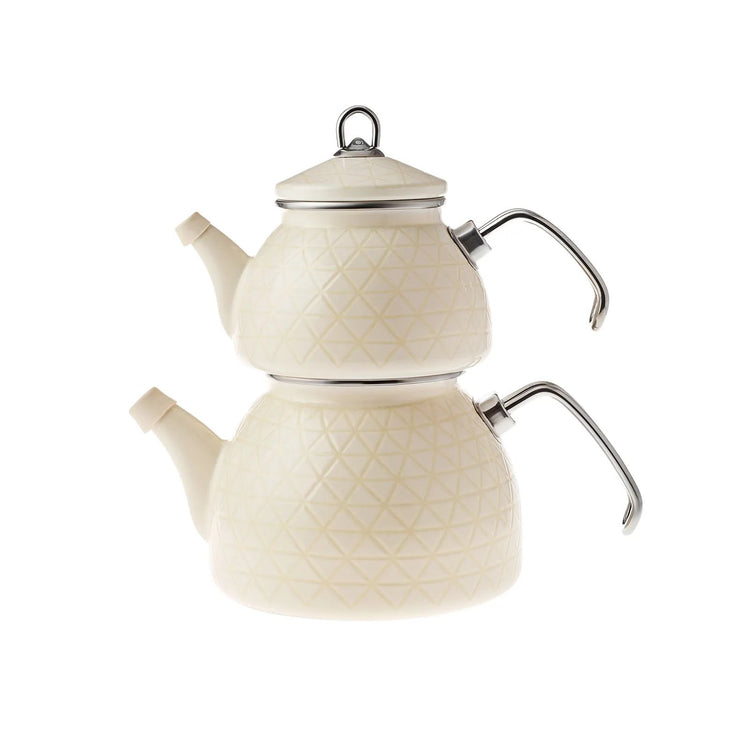 KARACA CRYSTAL ENAMELED TEAPOT, CREAM