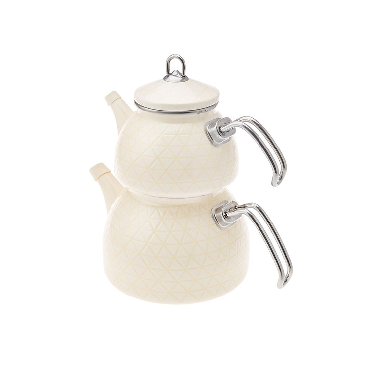 KARACA CRYSTAL ENAMELED TEAPOT, CREAM