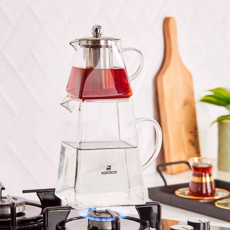 KARACA GIZA BOROSILICATE GLASS TEA POT SET