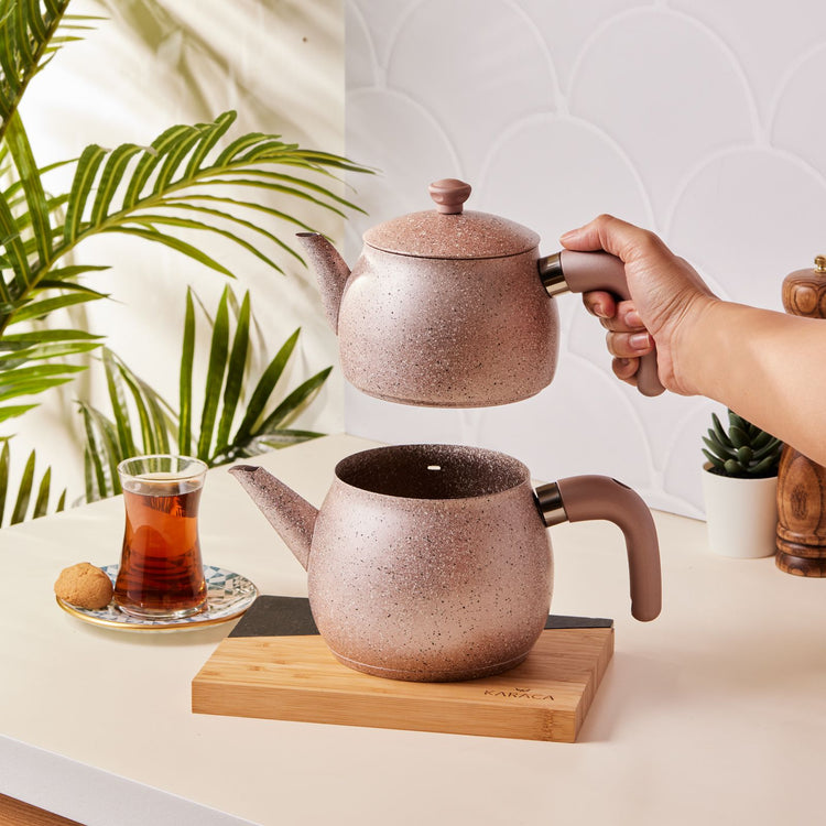 KARACA BIOGRANIT STEEL PLUS TEAPOT, ROSE