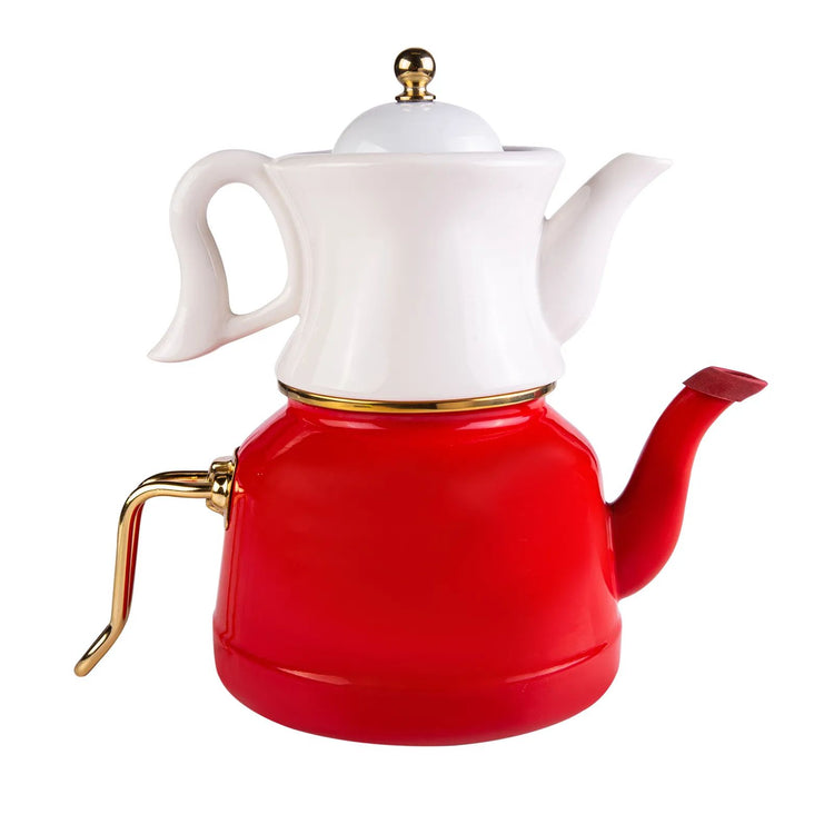 KARACA RETRO ENAMELED PORCELAIN TEAPOT, RED
