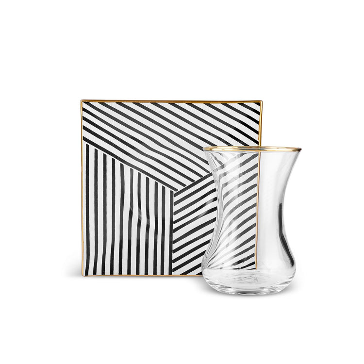 KARACA BLACK NOIR NEW SQUARE 12-PIECE TEA SET, BLACK