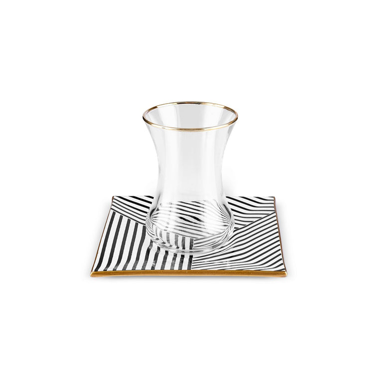 KARACA BLACK NOIR NEW SQUARE 12-PIECE TEA SET, BLACK