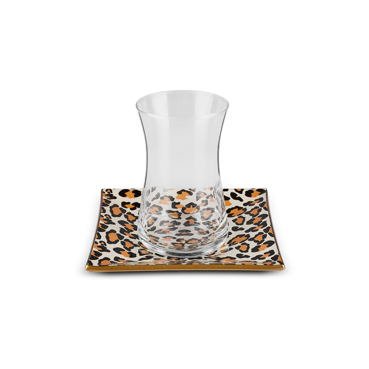 KARACA LEOPARD SQUARE 12-PIECE TEA SET, BROWN