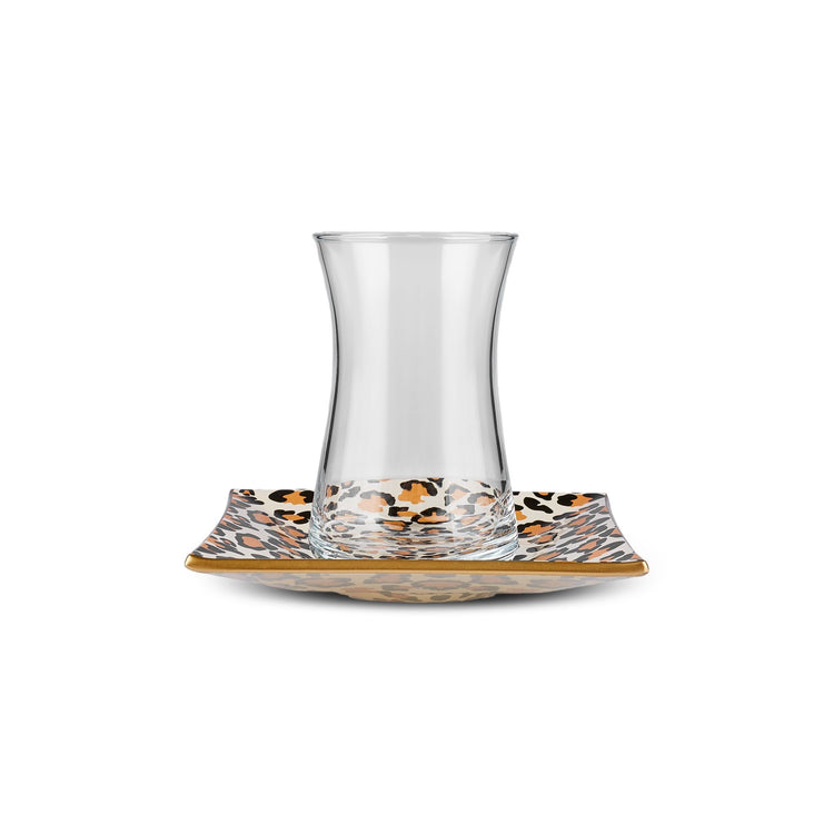 KARACA LEOPARD SQUARE 12-PIECE TEA SET, BROWN