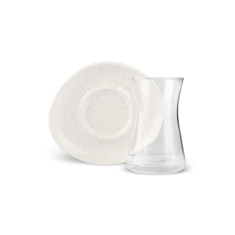 KARACA PEBBLE 6-PERSON CERAMIC TEA SET, WHITE