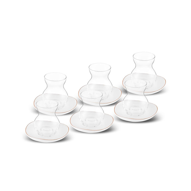 KARACA STREAMLINE MIDDLE 6-PERSON TEA SET, WHITE