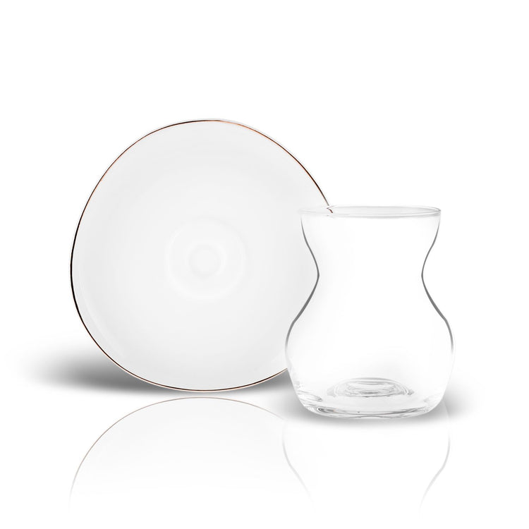 KARACA STREAMLINE MIDDLE 6-PERSON TEA SET, WHITE