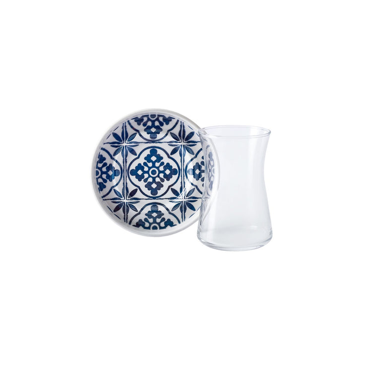 KARACA MAVILI 170 ML 12-Piece TEA SET, BLUE