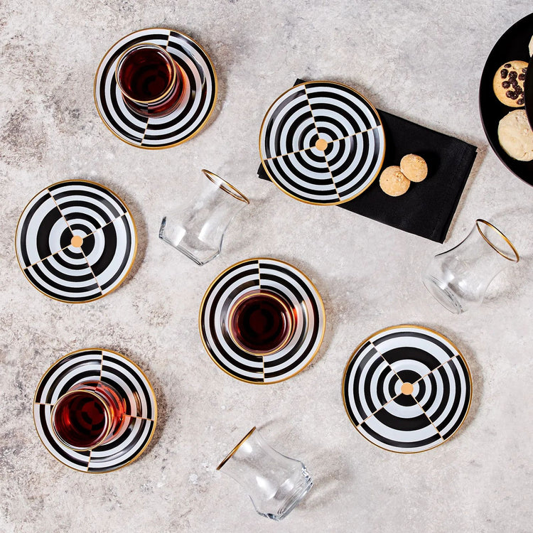 KARACA ENJOY 6-PERSON 12 PIECE TEA SET, BLACK