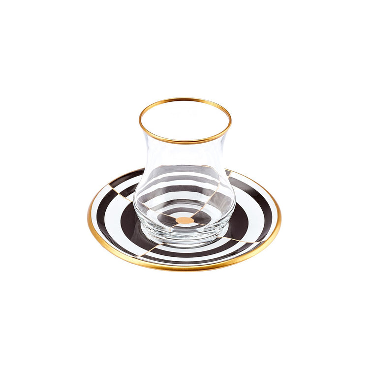 KARACA ENJOY 6-PERSON 12 PIECE TEA SET, BLACK