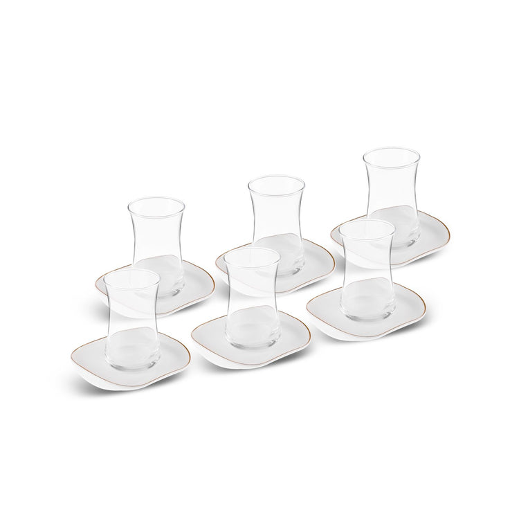 KARACA STREAMLINE PLATO 6-PERSON 12 PIECE TEA SET, WHITE