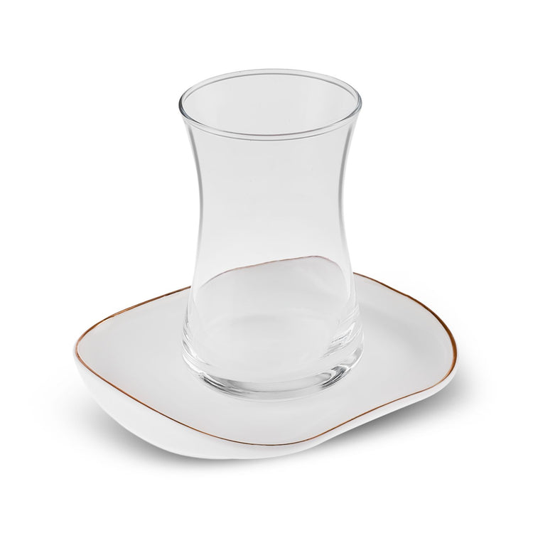 KARACA STREAMLINE PLATO 6-PERSON 12 PIECE TEA SET, WHITE