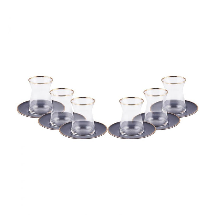 KARACA RETRO ANTHRACITE 6-PERSON TEA SET