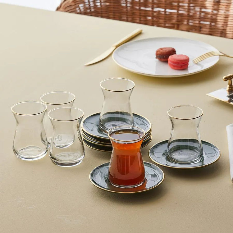 KARACA RETRO GREEN 6-PERSON 12-PIECE TEA SET