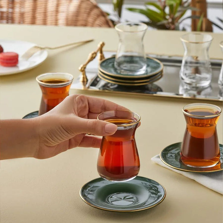 KARACA RETRO GREEN 6-PERSON 12-PIECE TEA SET