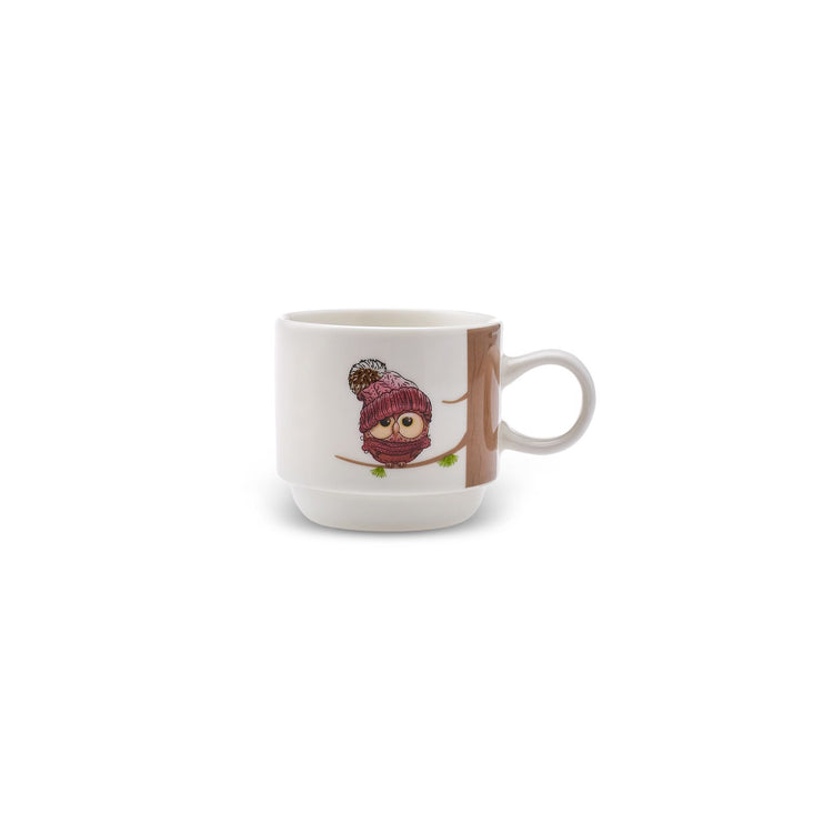 KARACA OWL 4-Piece MUG SET WITH STAND, MULTICOLOR