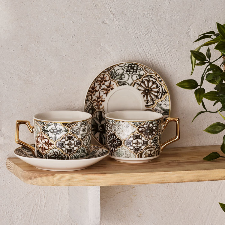 Karaca Milas 2-Person 230 Ml Tea Cup Set, Green