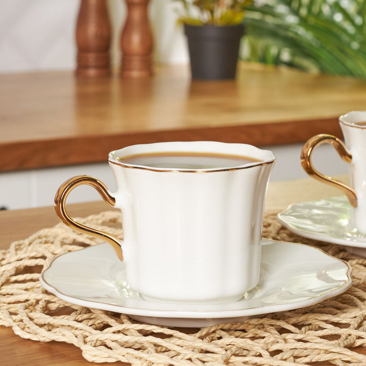 Karaca Parka 2-Person Tea Cup Set, White