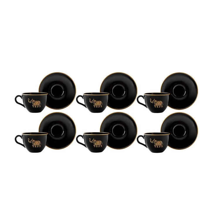 KARACA KATZZE 240 ML SET OF 6 TEA CUP SET, BLACK