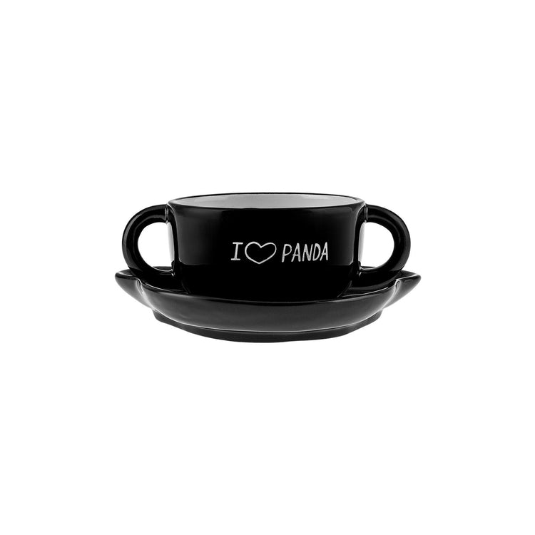 KARACA PANDA PLATE-BOWL FEEDING SET, BLACK