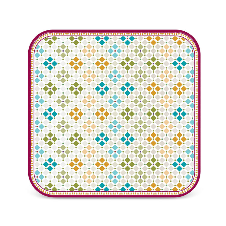 KARACA BLOCK MELAMINE NON-SLIP SET OF TWO TRAYS, MULTICOLOR