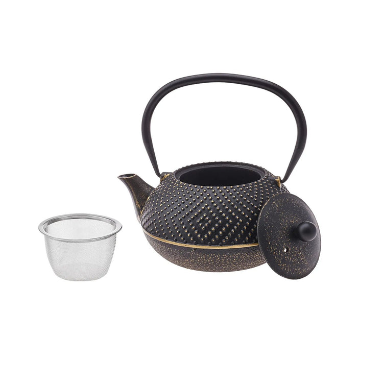 KARACA DARK GOLD CAST IRON TEAPOT 900 ML, BLACK