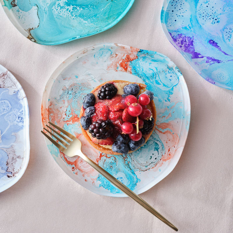 KARACA EBRU 18 CM 4-PIECE CAKE/DESSERT SET, MULTICOLOR