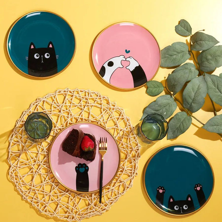 KARACA PAWS 4-PIECE CAKE/DESSERT SET