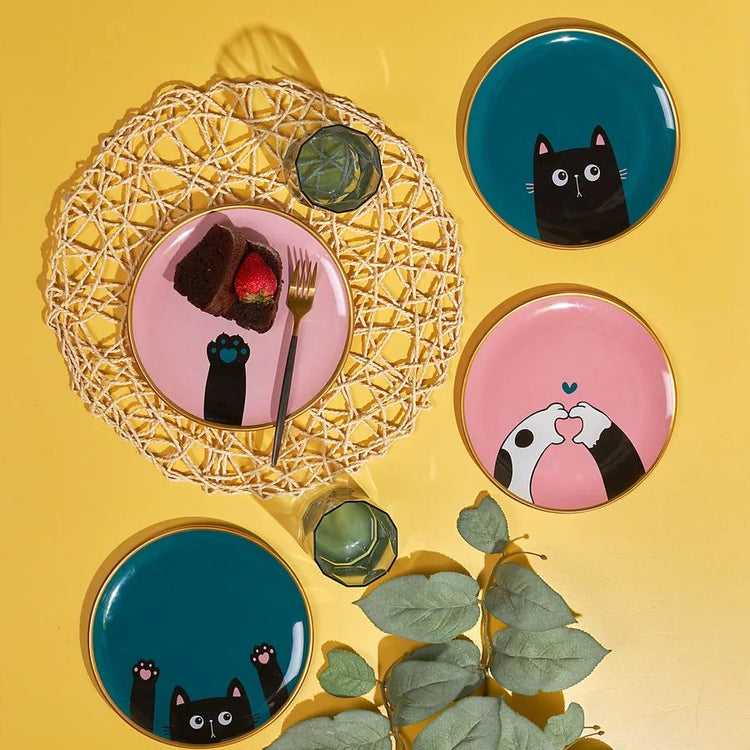 KARACA PAWS 4-PIECE CAKE/DESSERT SET