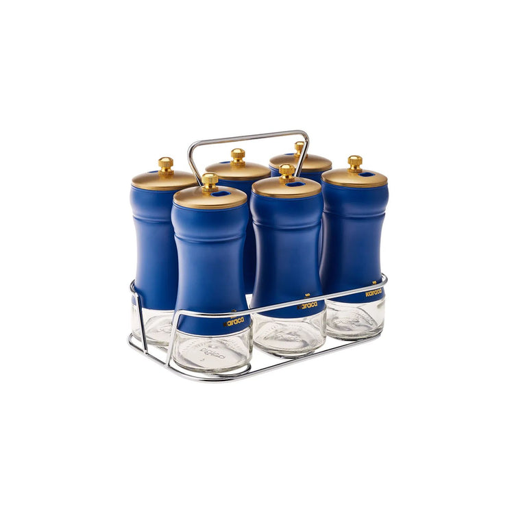 KARACA BLUE BERRY 7-PIECE SQUARE SPICE SET, BLUE