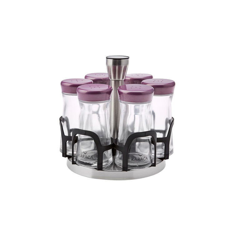 KARACA OCHA PURPLE ROUND 7-PIECE SPICE SET, PURPLE