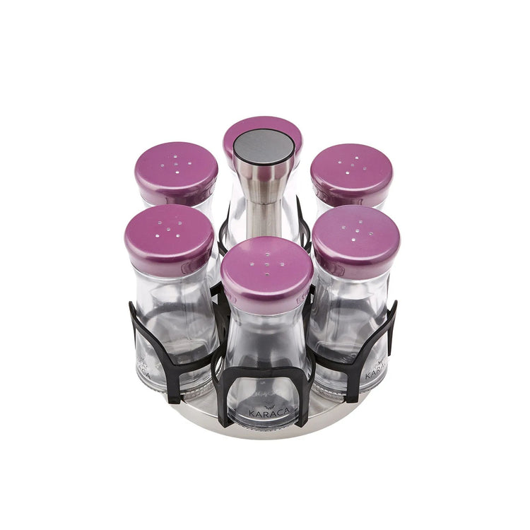 KARACA OCHA PURPLE ROUND 7-PIECE SPICE SET, PURPLE