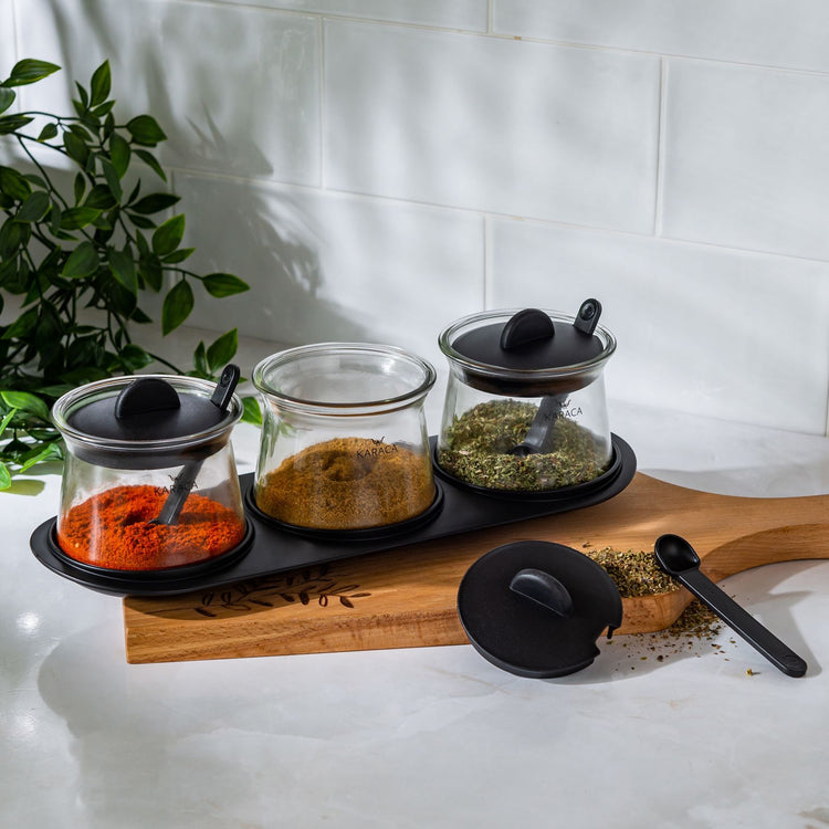 KARACA SERENA 7-PIECE SPICE SET, BLACK