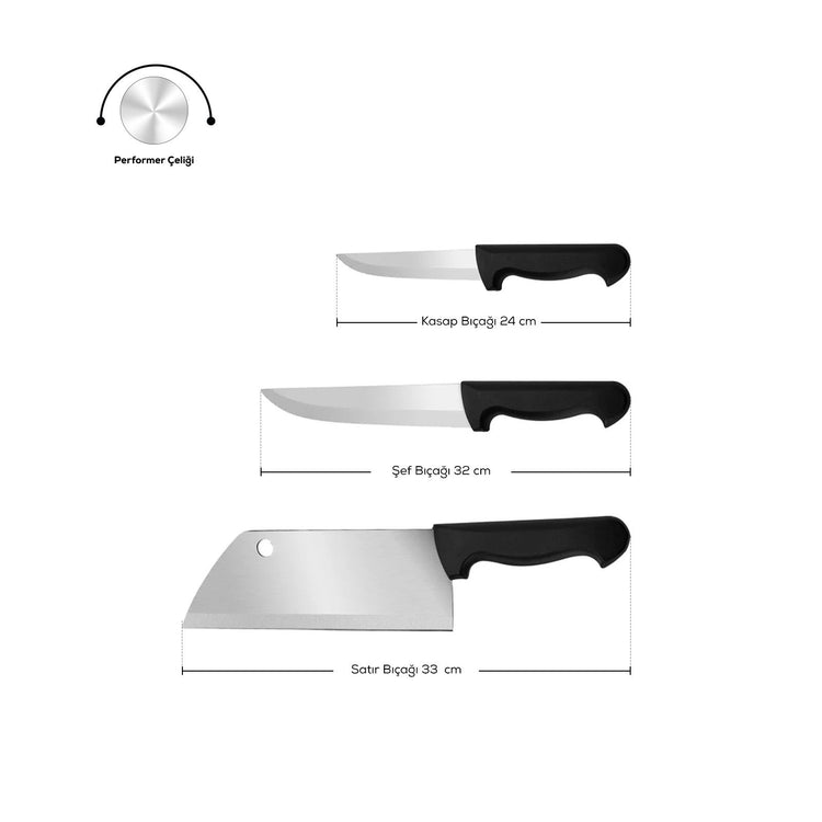 KARACA STAMINA BUTCHER'S SET, BLACK
