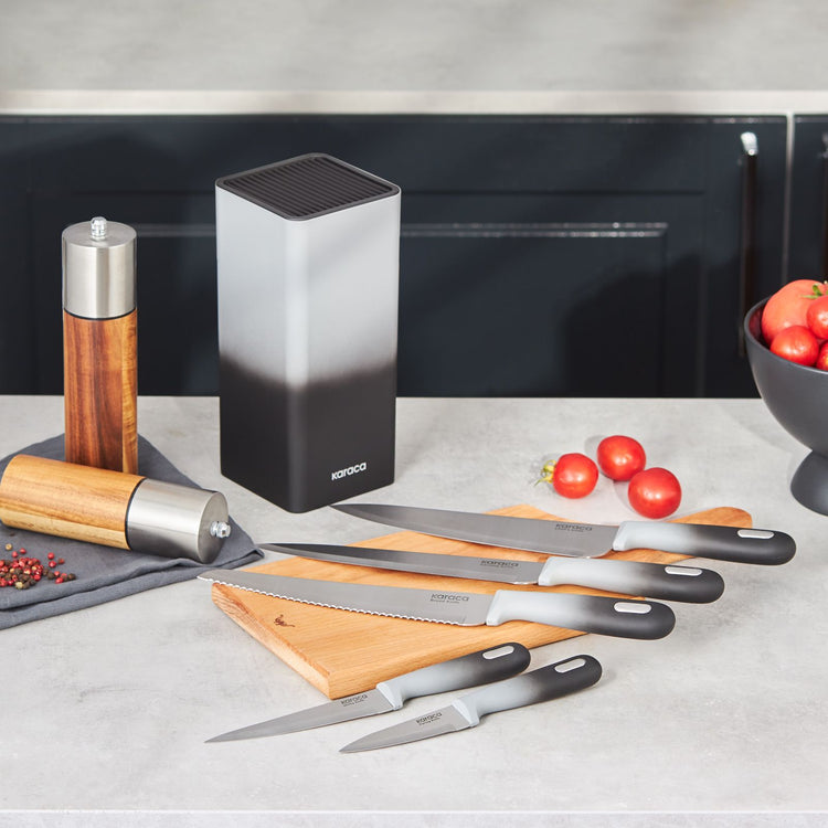 KARACA MOONLIGHT SQUARE 6-PIECE KNIFE SET, GRAY