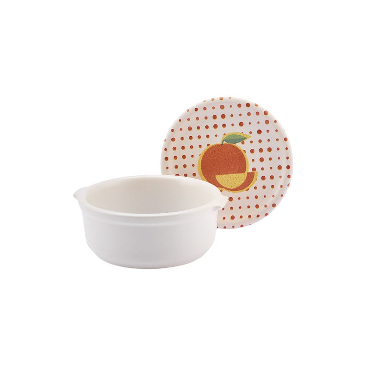 KARACA POLKA DOT ORANGE BREAKFAST BOWL with LID , MULTICOLOR