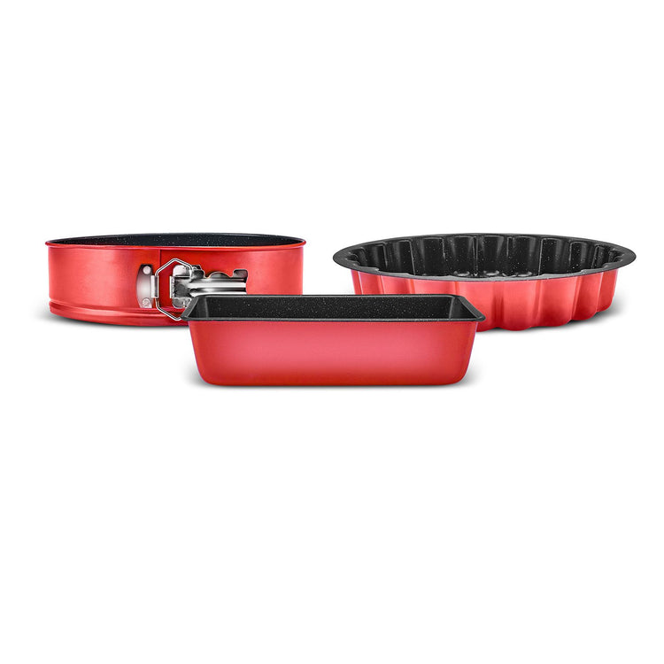 KARACA TEEMO NEW 3-PIECE CAKE MOLD SET, RED
