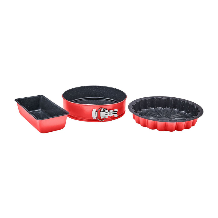 KARACA TEEMO NEW 3-PIECE CAKE MOLD SET, RED