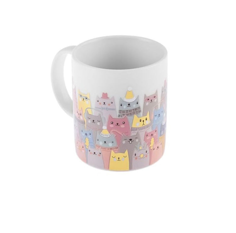 KARACA CAT FAMILY 360 ML MUG, YELLOW