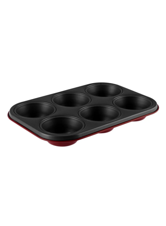 KARACA ROSSANA 6-PIECE MUFFIN MOLD, RED